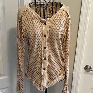 FP Movement by Free People Beige Polka Dot Cardigan